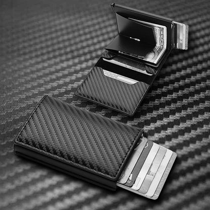 Momando™ SLIDE SLIM LEATHER/CARBON FIBER RFID WALLET